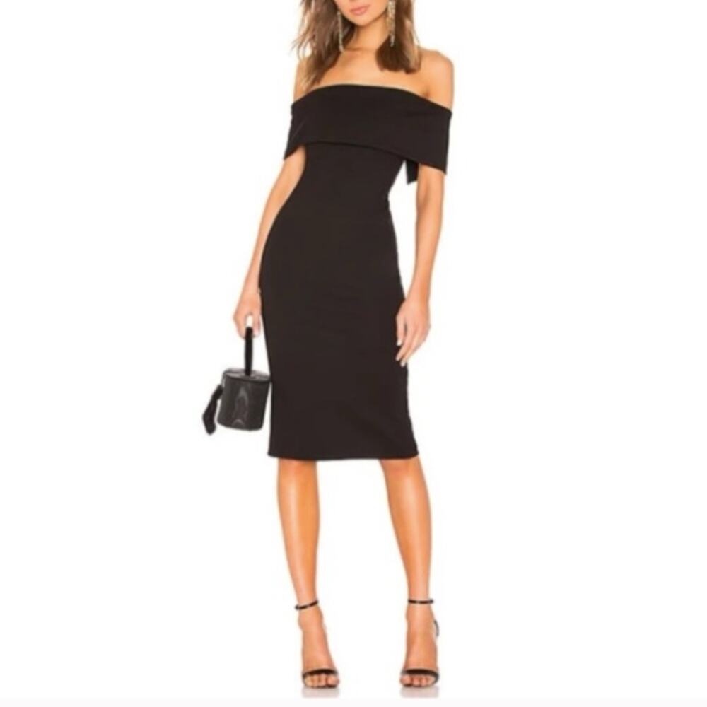 LPA Clarina Black Midi Dress Medium
